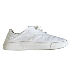 Olukai Kohu Lightweight Canvas Lace Up Low Top Casual Sneakers EUC White 36.5